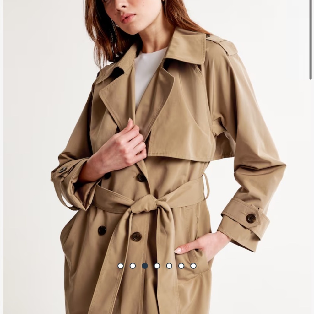 Abercrombie & Fitch Tan Double-Breasted Trench Coat